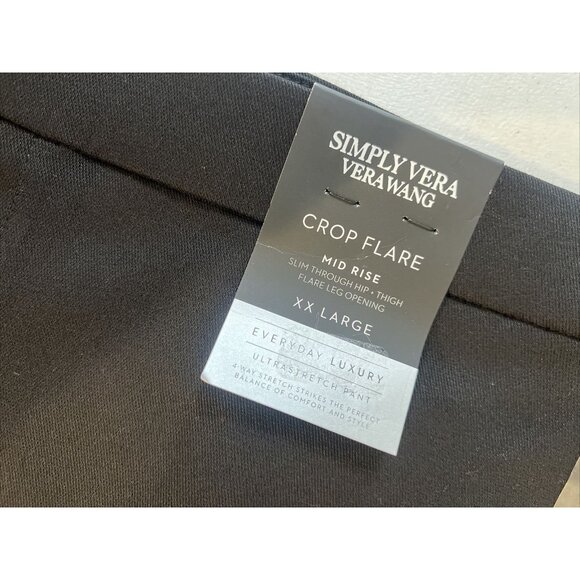 Simply Vera Wang Black Crop Flare Pants XXL Mid Rise Stretch - Picture 4 of 11
